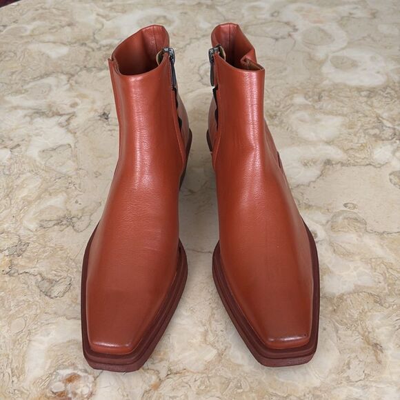 Franco Sarto L-Forta Faux Leather Ankle Boots Western Inspired Square Toe - Picture 3 of 11